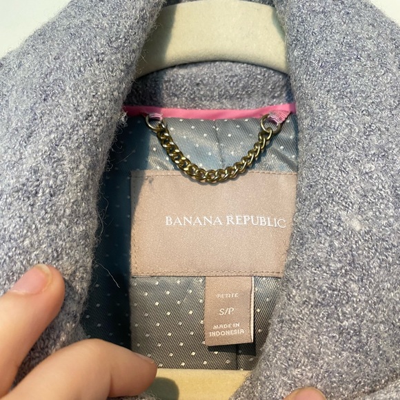 Banana Republic Wool Blend Moto Jacket, Grey & Gold Size Small - Picture 3 of 9